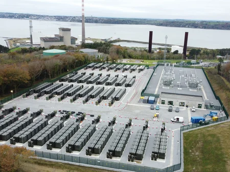 Overlooking image of 159MW battery energy storage solution situated on the south of the Aghada.