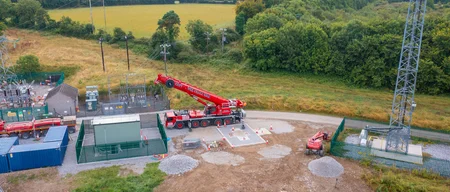 Overlooking of construction site of BESS 1 Battery storage plant with crane at different angle.