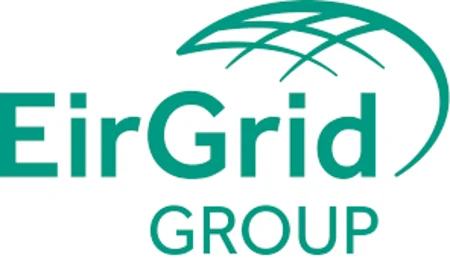 Eirgrid logo - displayed with green text saying "EirGrid Group" and detail on top of text. 