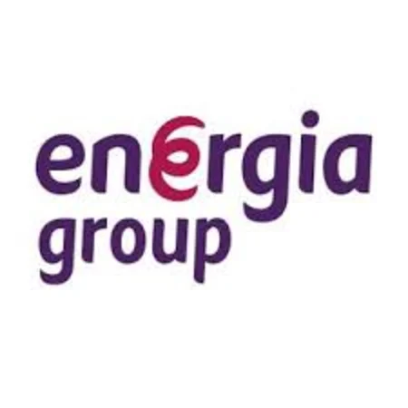 energia logo - displaying energia group text written in dark purple colour and and second E in energia displayed with different font and dark pink colour