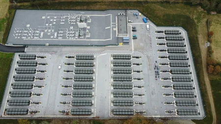 Overhead view of the battery storage facility.